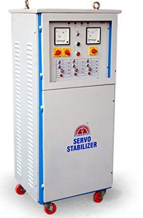 Floor-standing servo voltage stabilizer with meters and controls